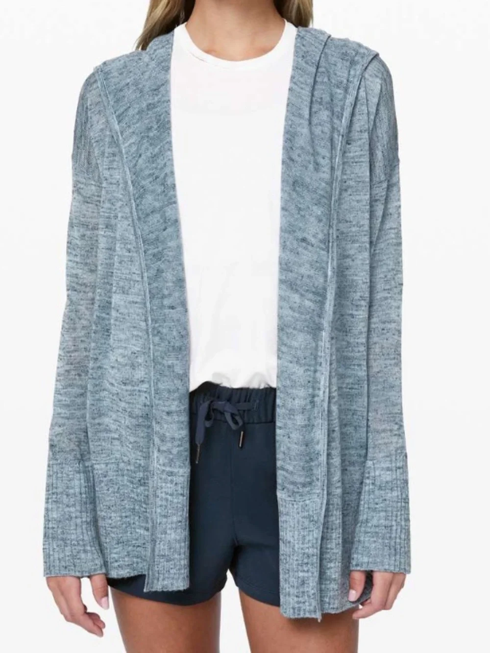 Lulu Lemon Calm & Collected Wrap Lightweight Heathered Open Cardigan in Blue